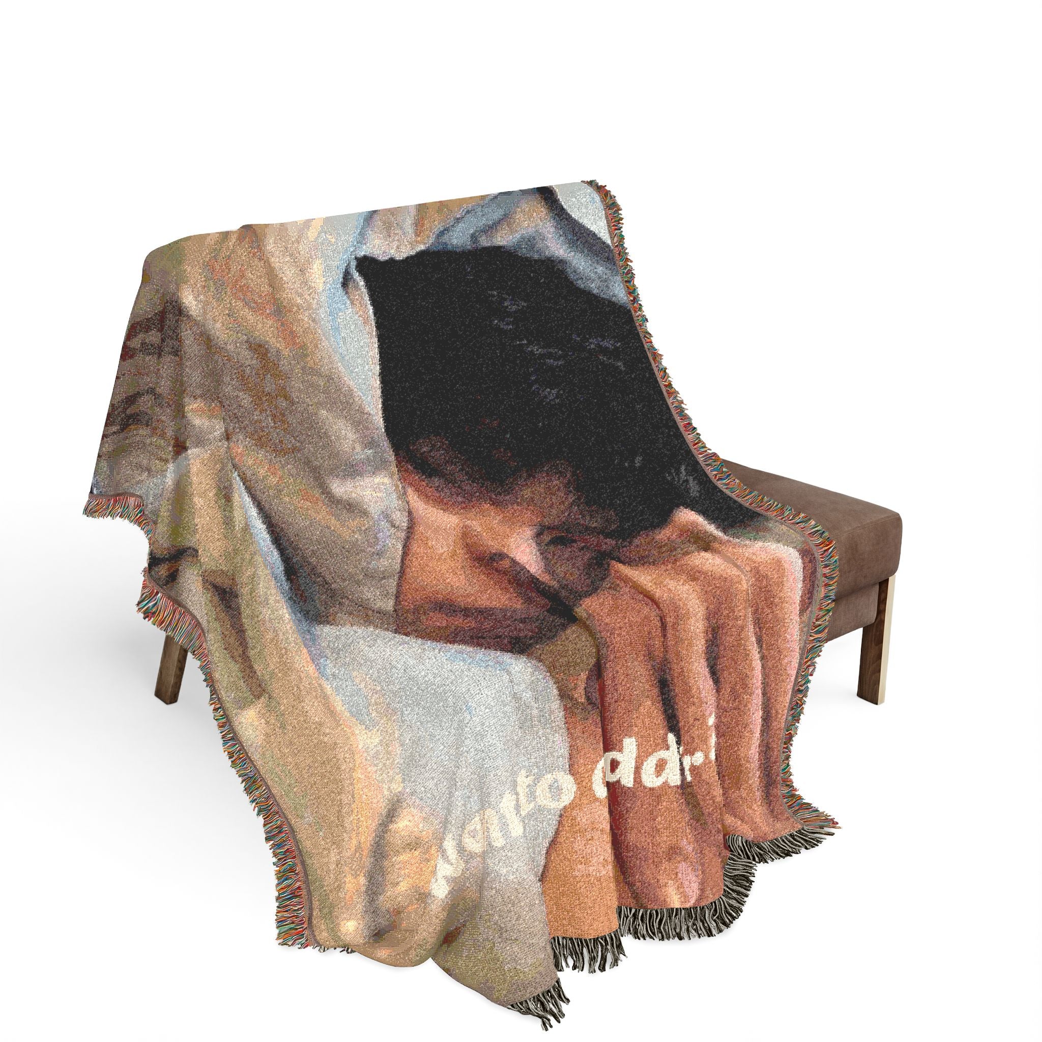 Woven Blanket — 'Want to Cuddle?' Cozy Throw Blanket with Romantic Couple Design