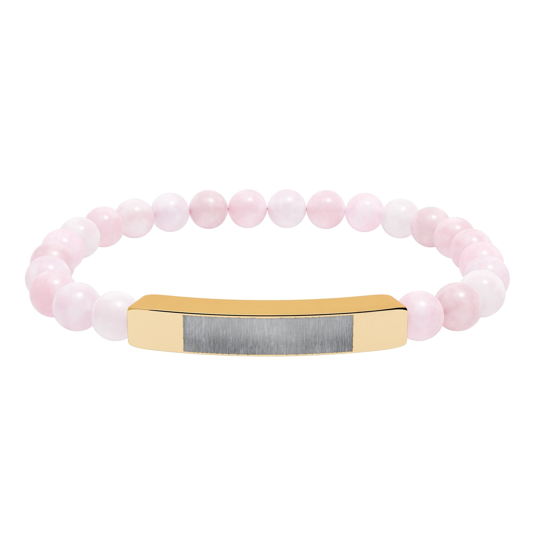 Engravable Natural Stone Bead Bar Bracelet — Personalized Stretch Bracelet