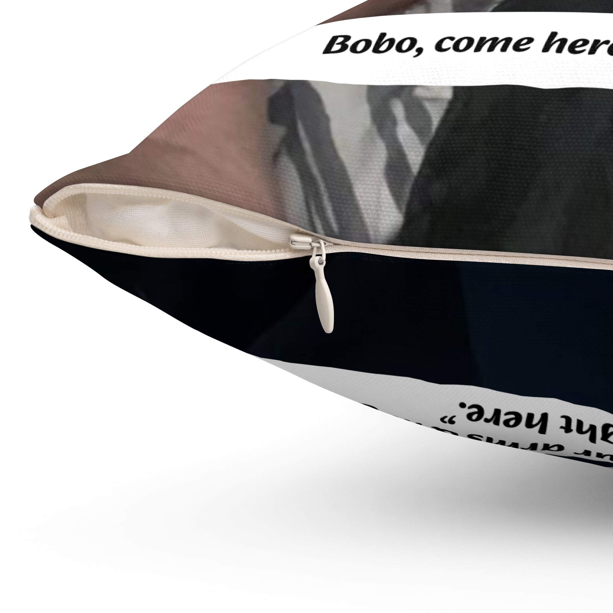 Personalized Photo Throw Pillow — "Bobo, come here... I need this hug" Decorative Square Cushion