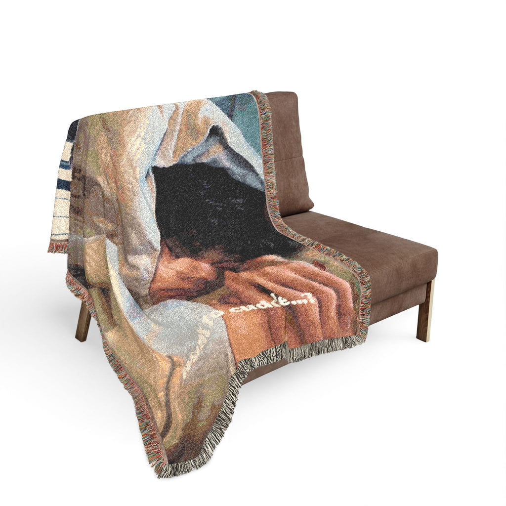 Woven Blanket — 'Want to Cuddle?' Cozy Throw Blanket with Romantic Couple Design