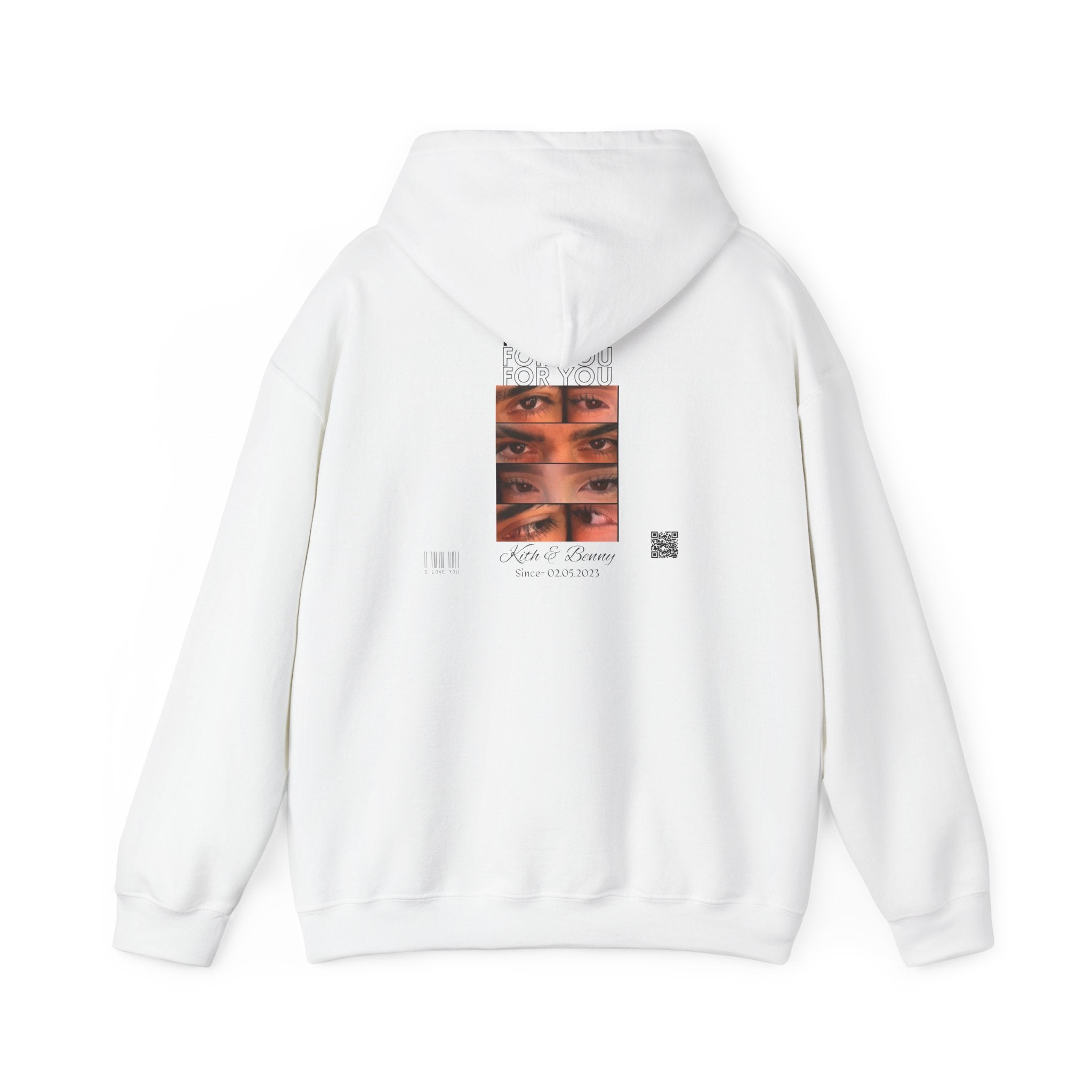 Valentine Eyes Hoodie — Minimalist White Graphic Pullover