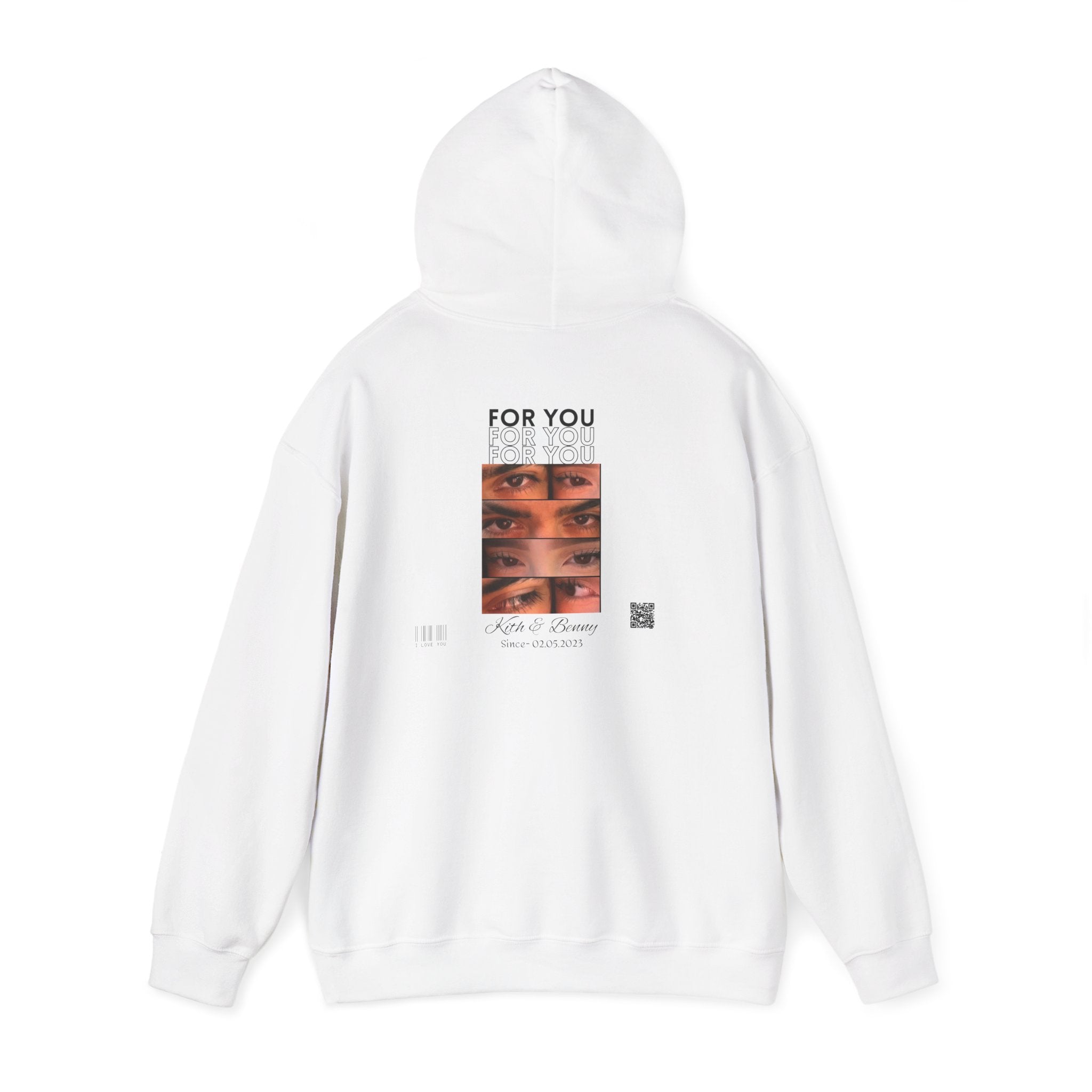 Valentine Eyes Hoodie — Minimalist White Graphic Pullover