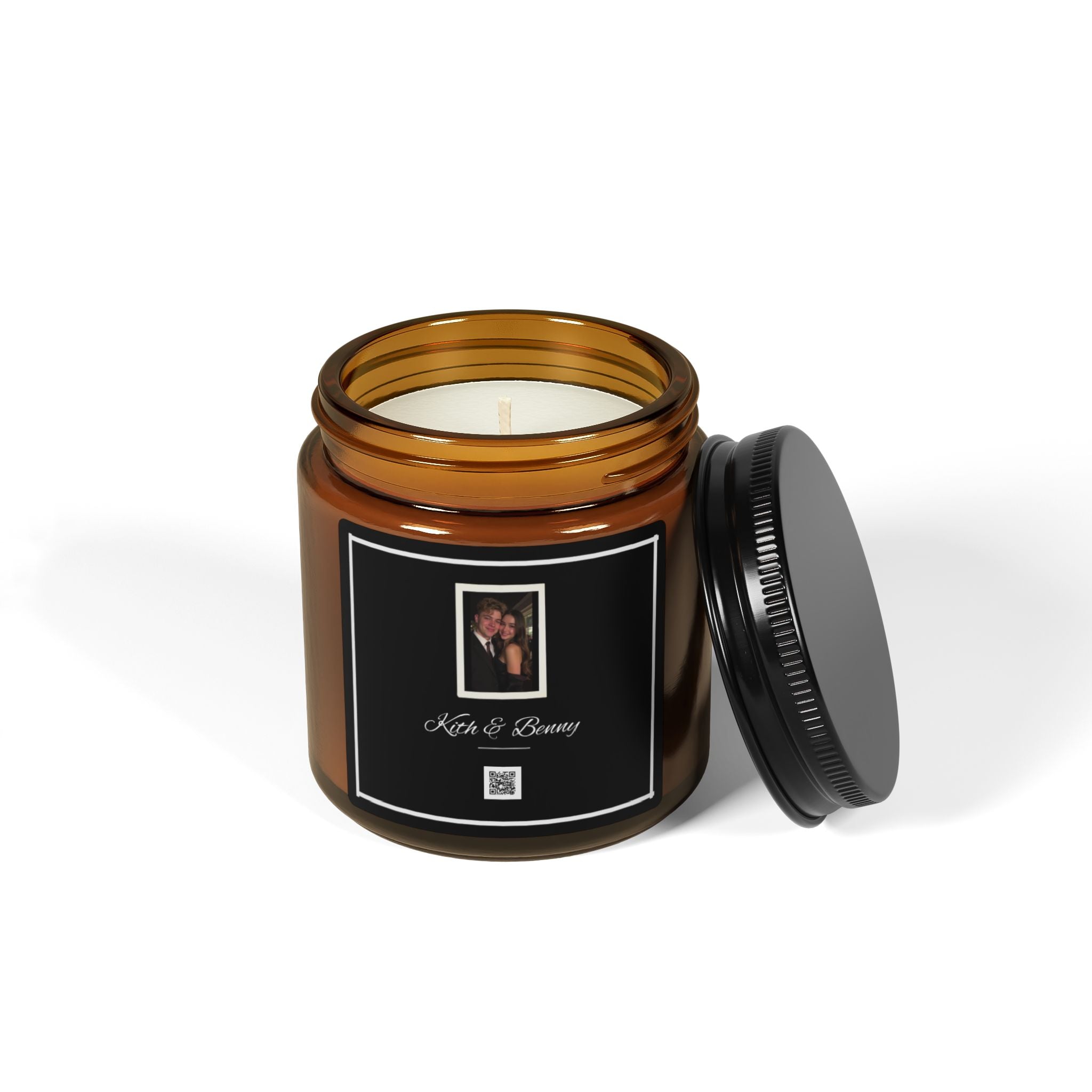 Personalized Amber Jar Soy Candle — Custom Photo & Name Scented Candle