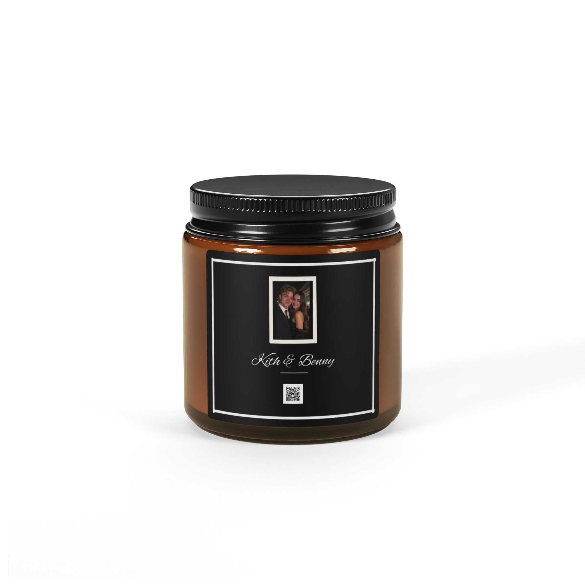 Personalized Amber Jar Soy Candle — Custom Photo & Name Scented Candle