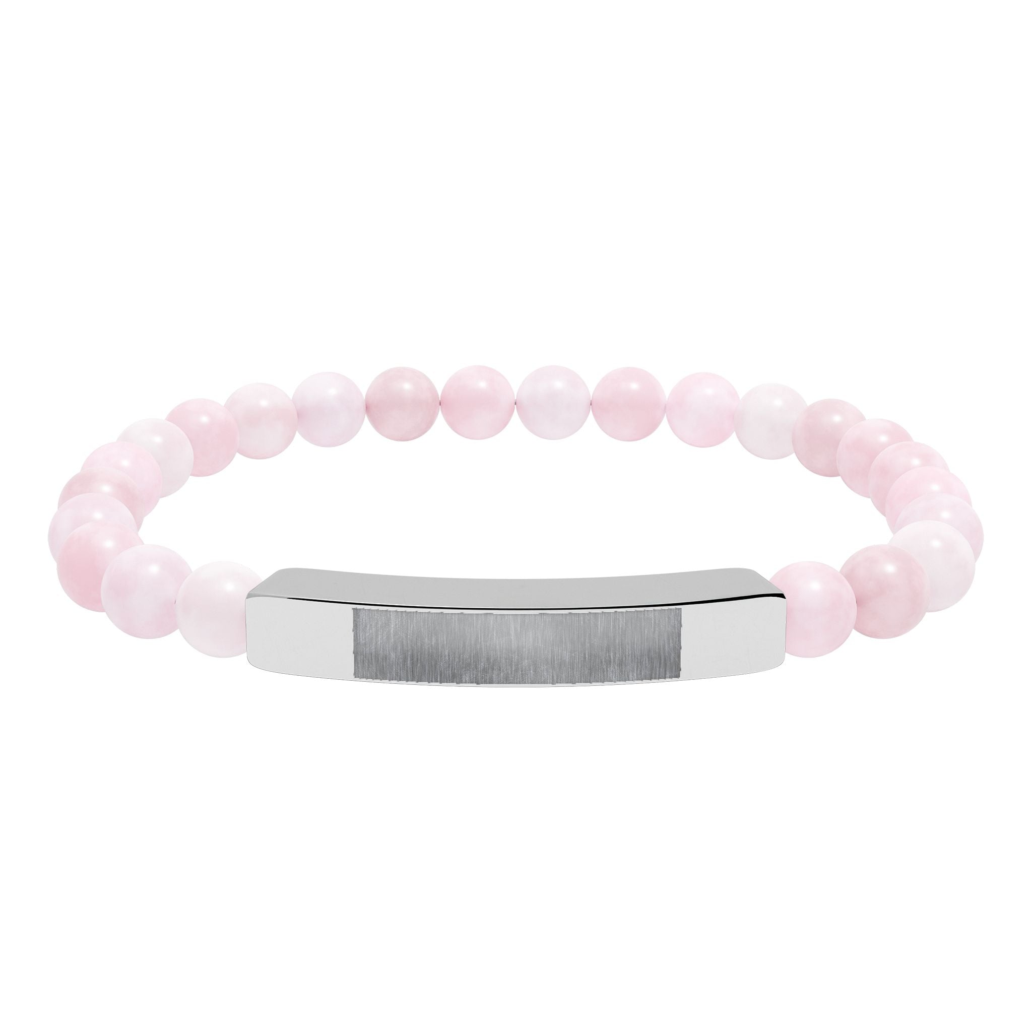 Engravable Natural Stone Bead Bar Bracelet — Personalized Stretch Bracelet