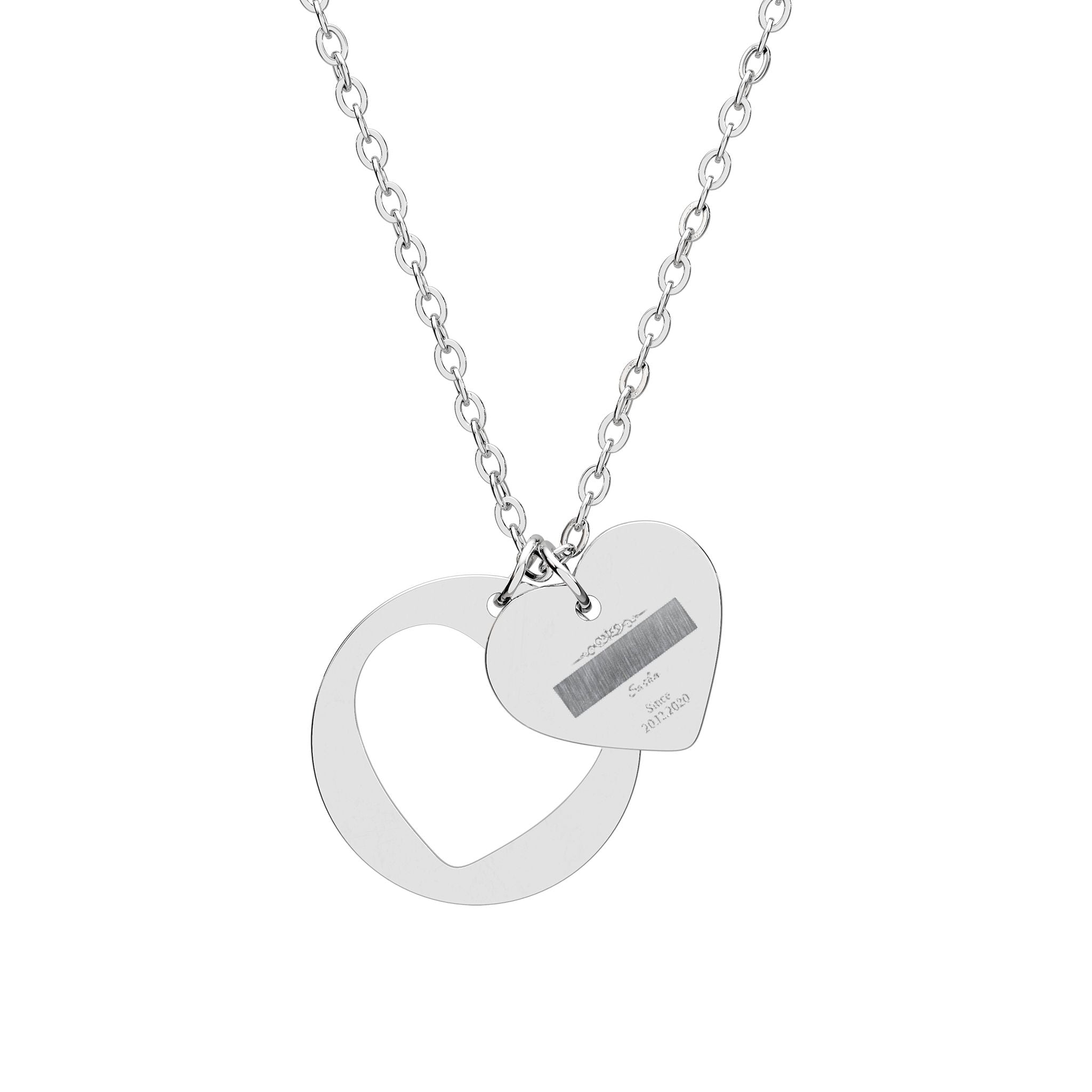 Necklace with your Eyes - Engravable Heart Cutout Necklace — Personalized Heart Pendant